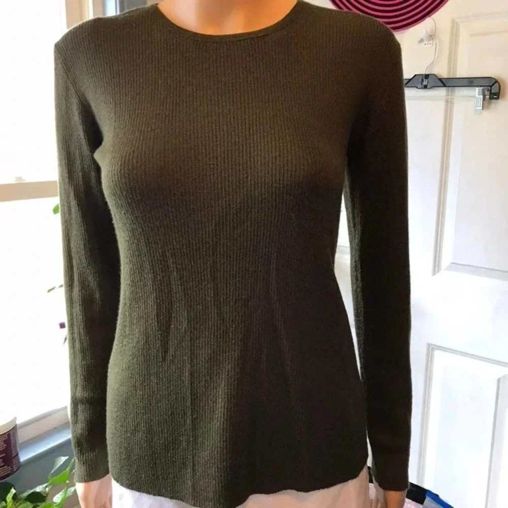 Jacques Ruc Mercerized Wool Blend Women Long Sleeves Sweater Size M